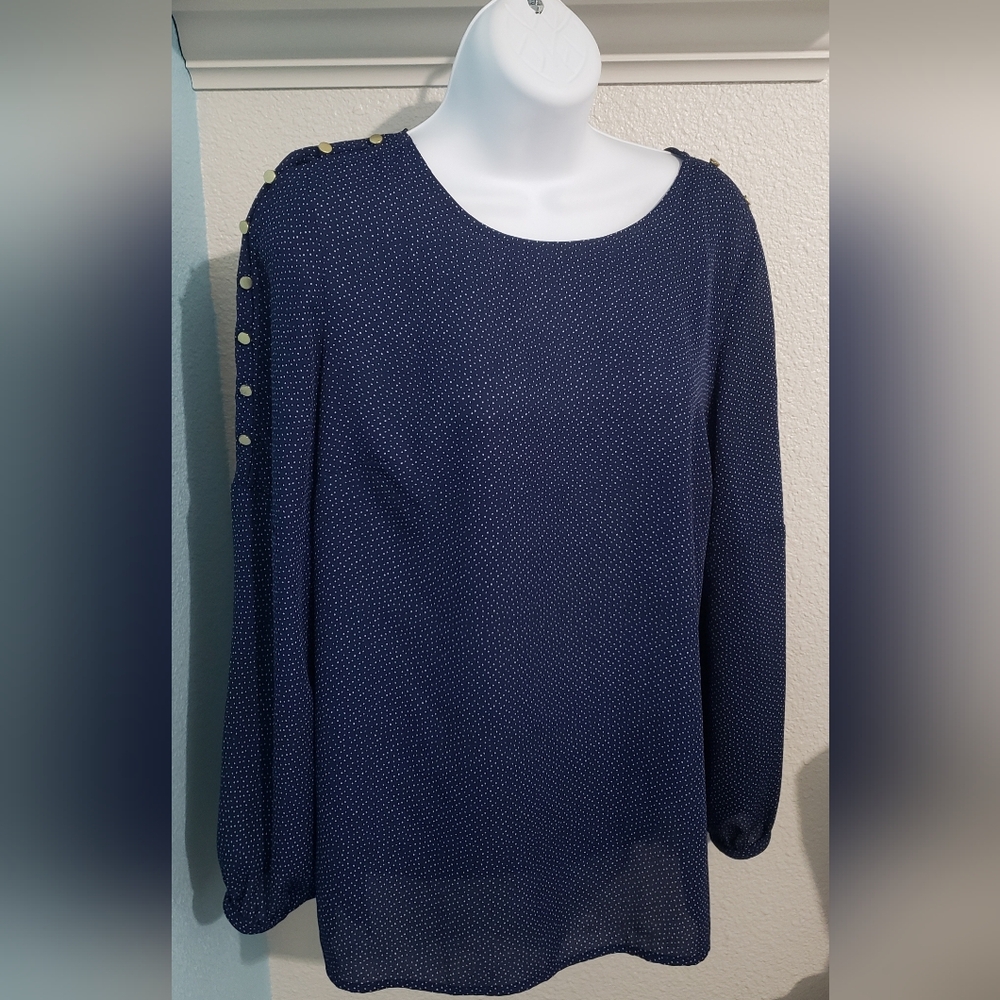 Liz Claiborne Career Navy Blue Blouse Size small